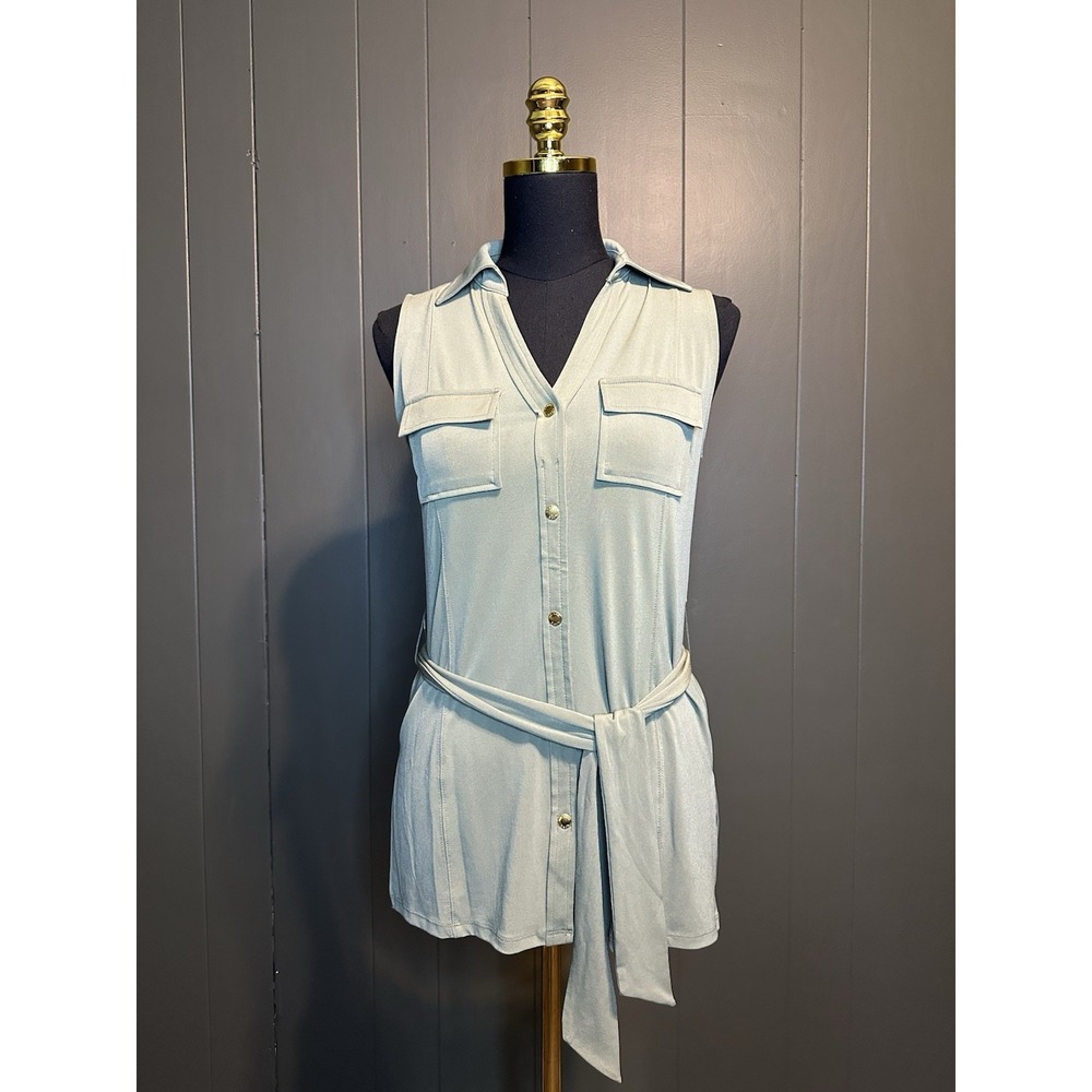 Michael Michael‎ Kors Green Longline Utilitary Vest Sleeveless Tank XS